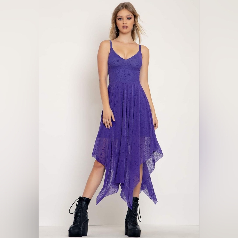 Blackmilk Pokemon Purple Gastly Evolution Handkerchief Dress Burned Velvet (L)